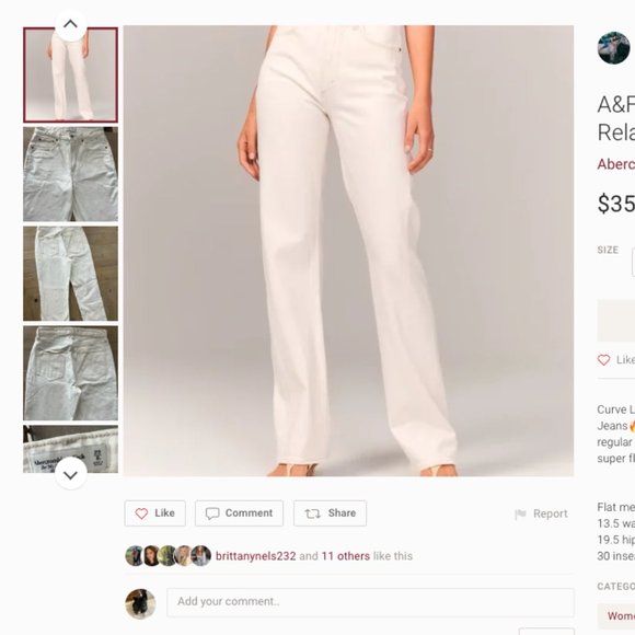 Abercrombie Curve Love High Rise 90s Relaxed Jean - 33 Cream - Picture 3 of 7